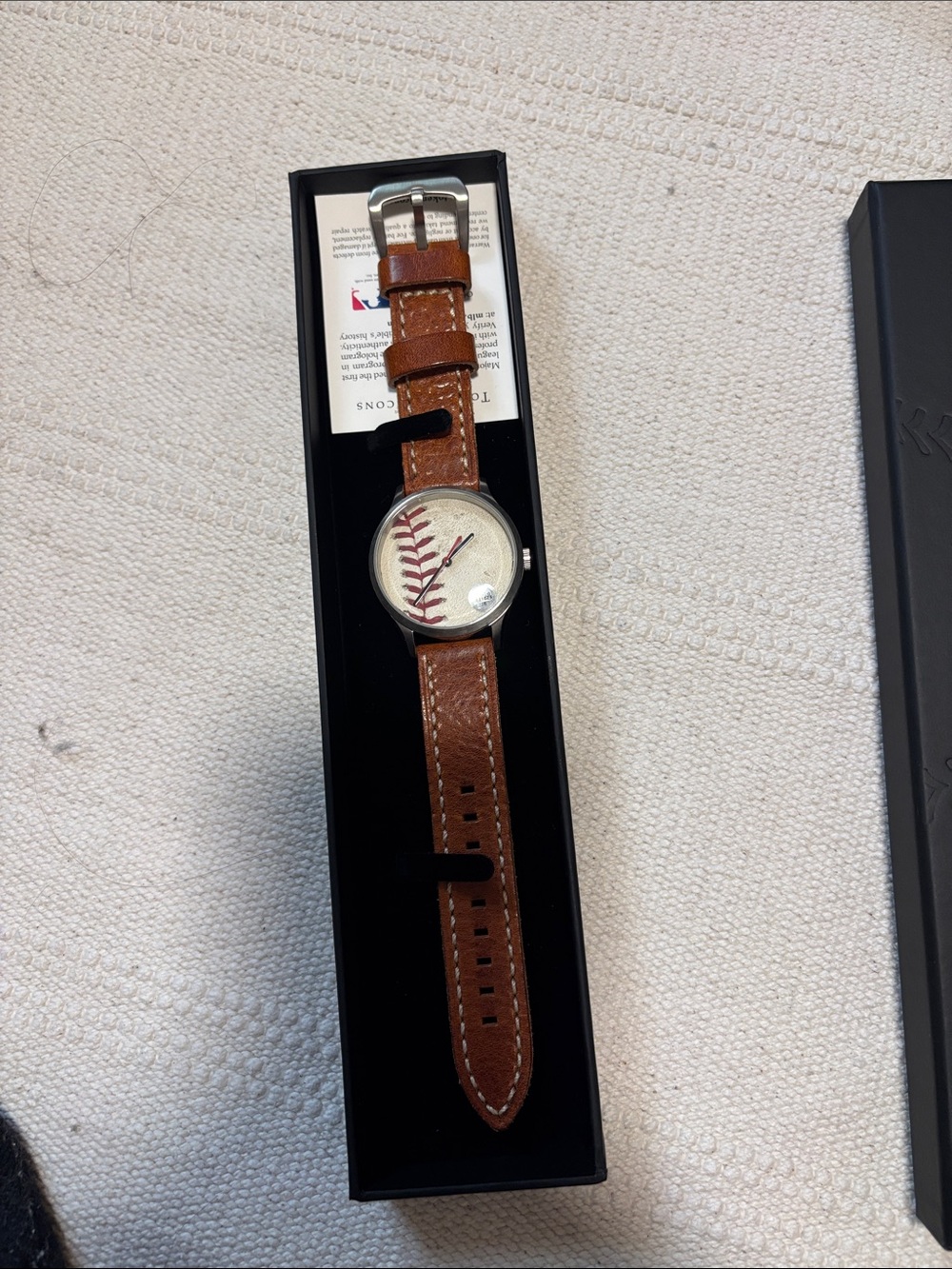 Brown Leather Strap Men's Watch with Baseball Stitch Dial